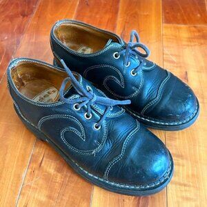 John Fluevog Vintage Angels Gibson Swirl Black Leather Size 6